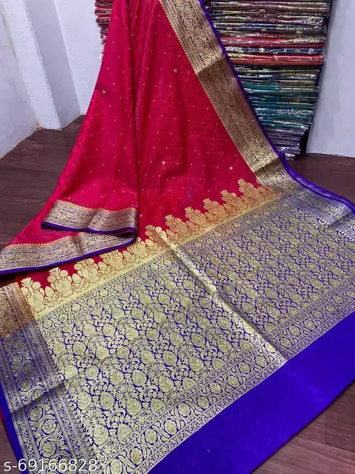 Banarasi Handloom Satin Tanchui Saree With Stone Work