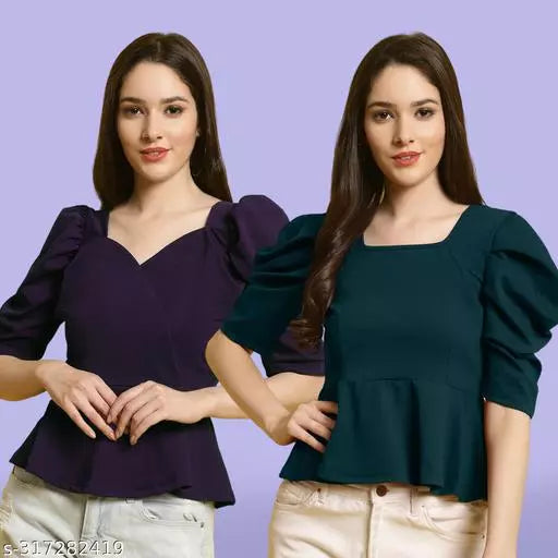 Clasic Casual Fashion Forward Women's Tops - Pack of 2