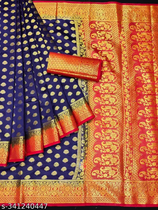 Morpich Fashion   Nylon Banarasi Silk Same Border Saree