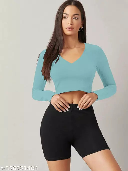 Western Printed V_ Neck Crop Top