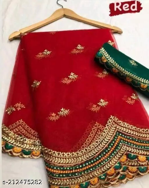 PUSHPA RED SUPER EMBROIDERY SAREE BY KRADDLE