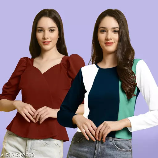 Clasic Casual Fashion Forward Women's Top - Pack of 2