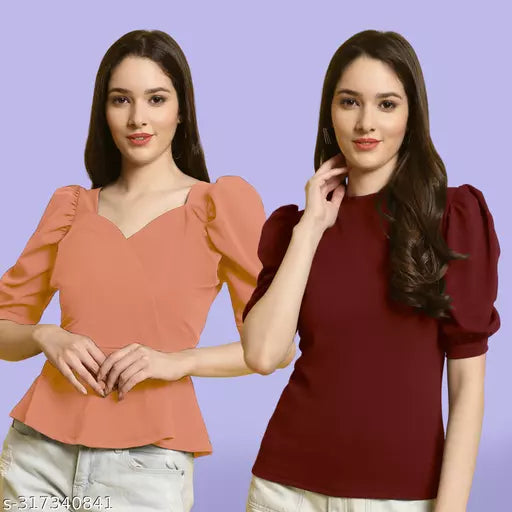Clasic Casual Fashion Forward Women's Top - Pack of 2