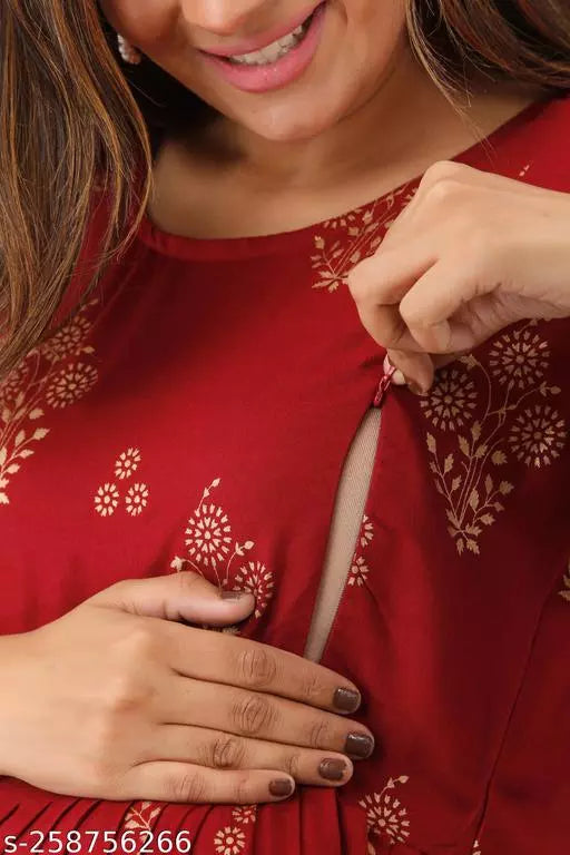Mialo fashion maternity feeding kurtis for women with both side invisible zip.