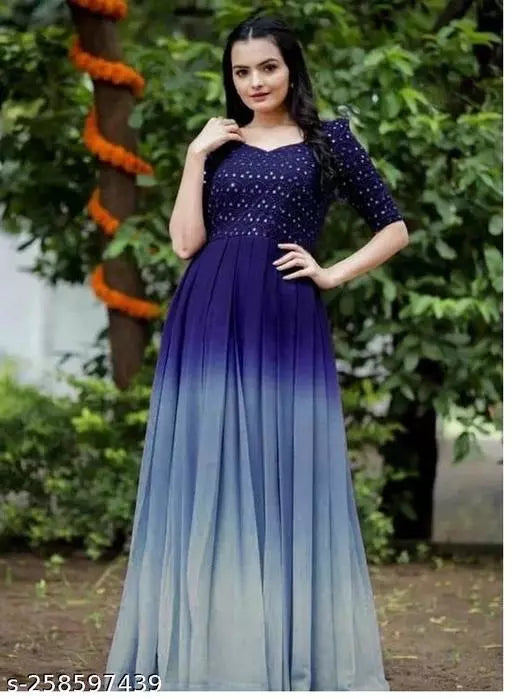 Embroidery Tie and Dye Maxi kurti  Gown