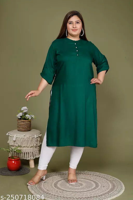 Women Plus Size Printed Pure Cotton Straight Kurta