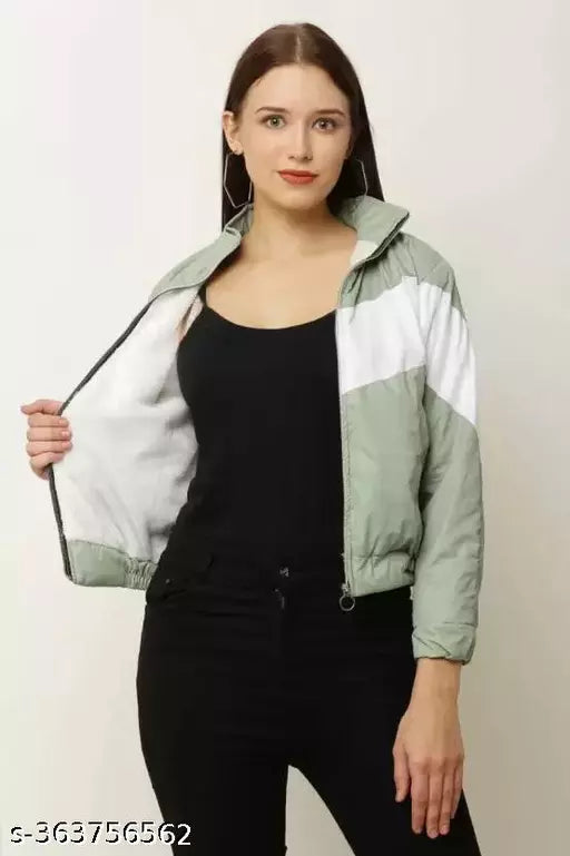 Womens striped sleeve bomber jacket