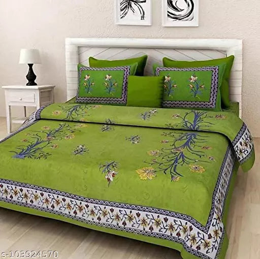 Double Pure Cotton Bedsheet With 2 Pillow Covers