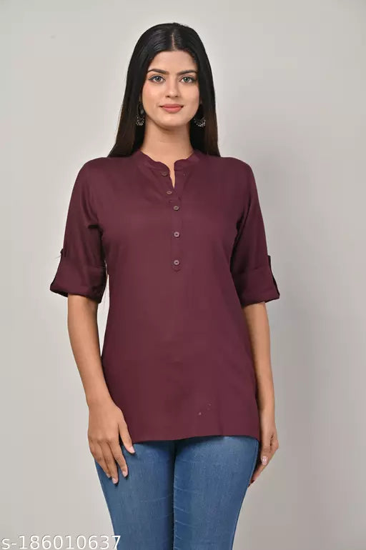 Casual Regular Sleeves  Women Purple Top