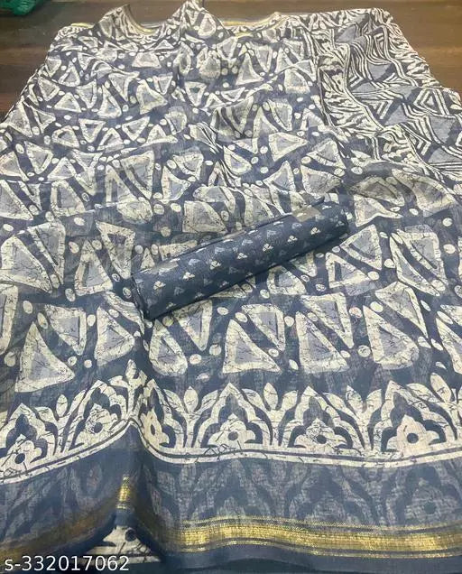 TRIO PRINTED COTTON BLENDED SAREE