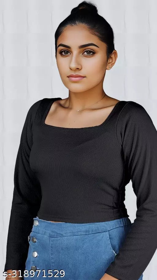 Women's Solid Cotton Rib Knit Crop Tank Top