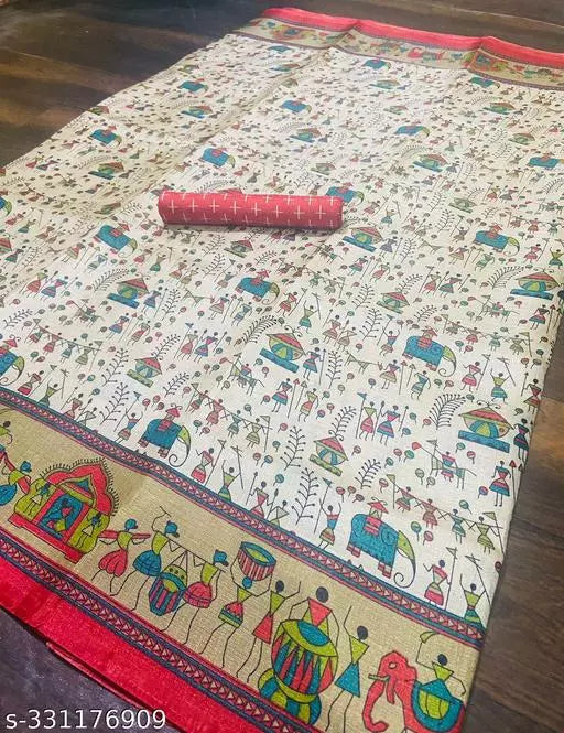 WARLI PRINT KHAADI SILK BLENDED SAREE