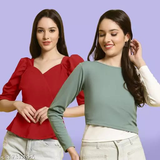 Clasic Casual Fashion Forward Women's Top - Pack of 2