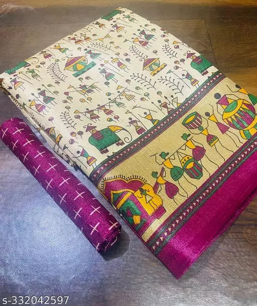 WORLI PRINT KHADI SILK BLENDED LIGHT WEIGHT COMFERTABLE WEAR