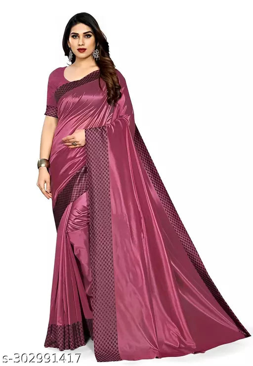 Women's New Daily Wear Cotton Poly Silk Pink colour Saree With Blouse Piece by Kraddle