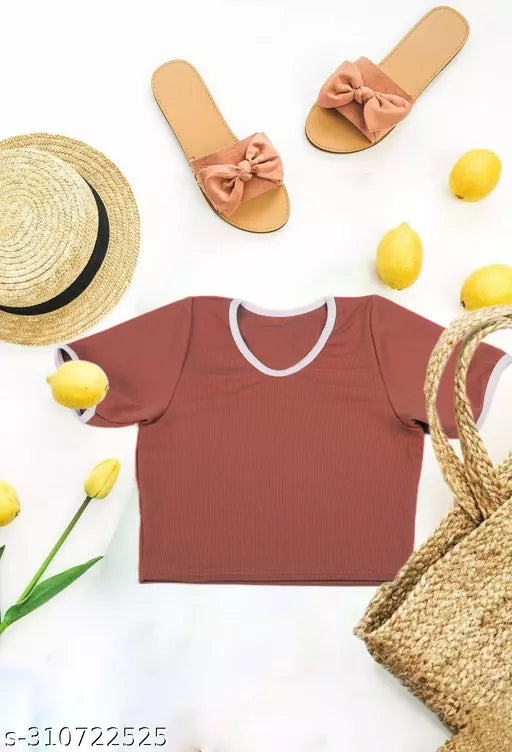 Women's Solid Cotton Rib Knit Crop Tank Top