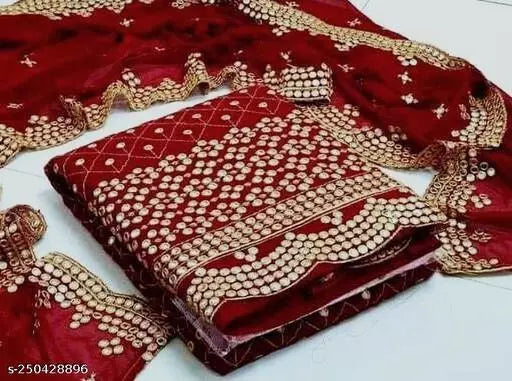 Aagyeyi Sensational Salwar Suits & Dress Materials Georgette 9mm Heavy sequence Work Wear Suit Like Party Wear Garara suit Red Colour