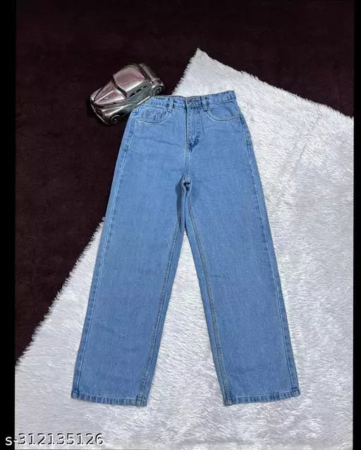 SAANU'S FASHION - STYLISH WIDE LEG DENIM JEANS FOR GIRLS & WOMEN