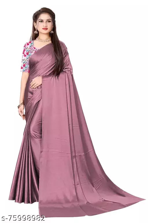 SARTIN SAREE WITH DIGITAL BLOUSE (UNSTITCHED)