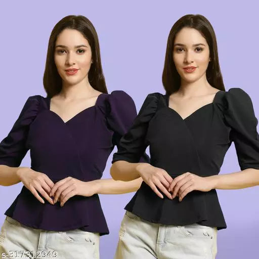 Clasic Casual Fashion Forward Women's Top - Pack of 2