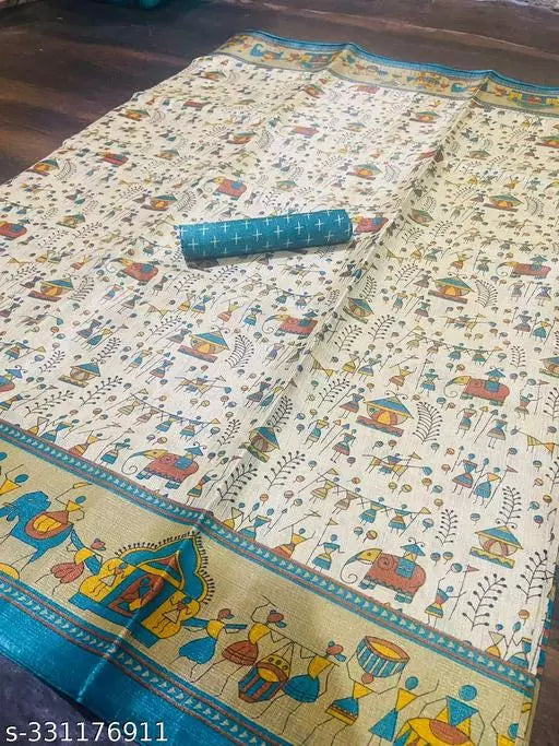 WARLI PRINT KHAADI SILK BLENDED SAREE