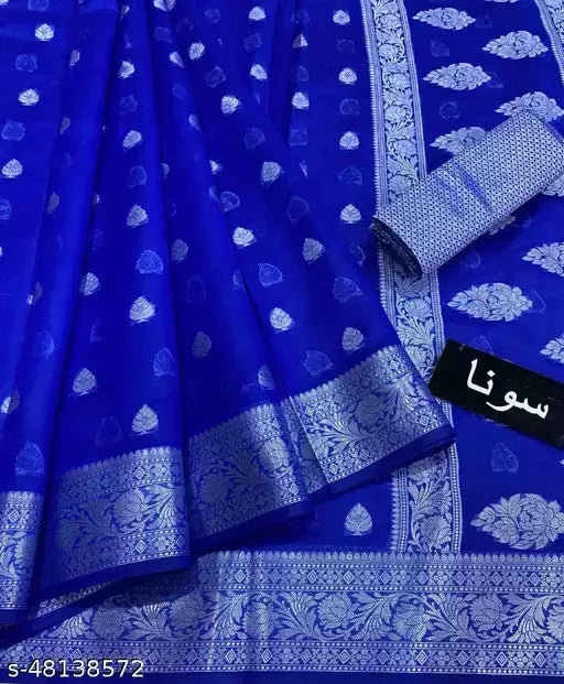 WOVEN BANARASI SILVER RUPA BOOTI SAREE