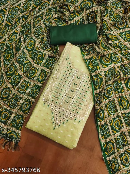 Jeqard With Gota Work suit With Chinon Print Dupatta for Womens