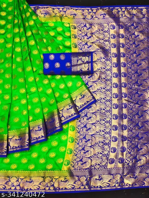 Morpich Fashion   Nylon Banarasi Silk Same Border Saree