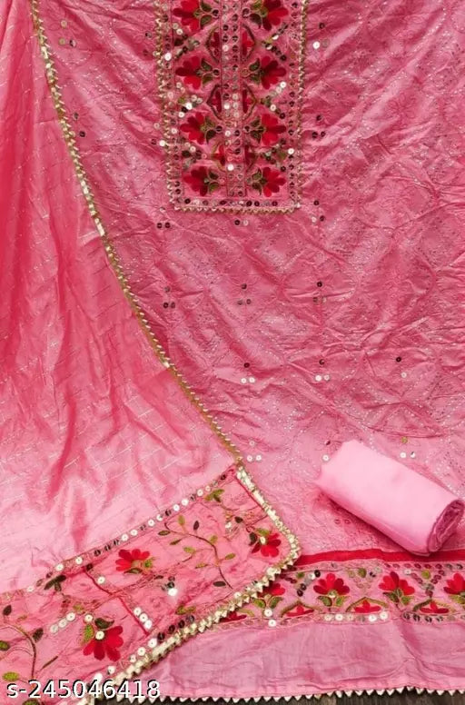 Chanderi Cotton Unstiched Salwar Suit And Dress Materials