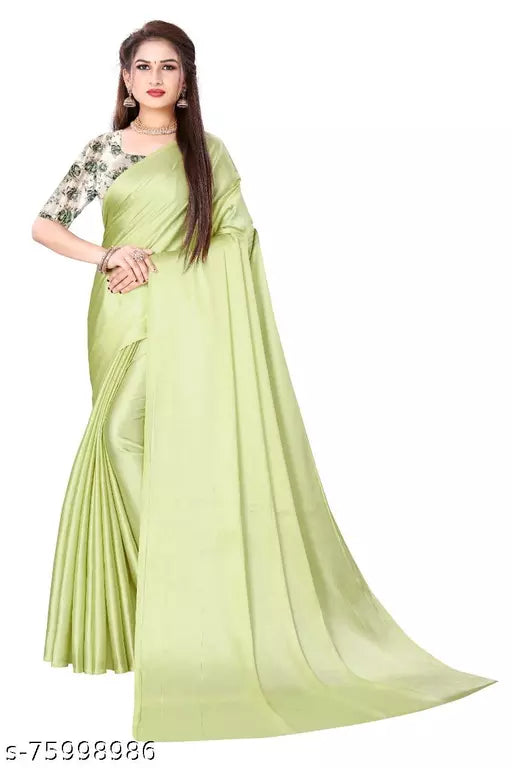 SARTIN SAREE WITH DIGITAL BLOUSE (UNSTITCHED)