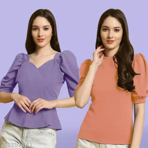 Clasic Casual Fashion Forward Women's Top - Pack of 2
