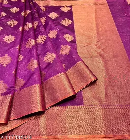 Banarasi Soft Cotton Silk Copper Zari Saree