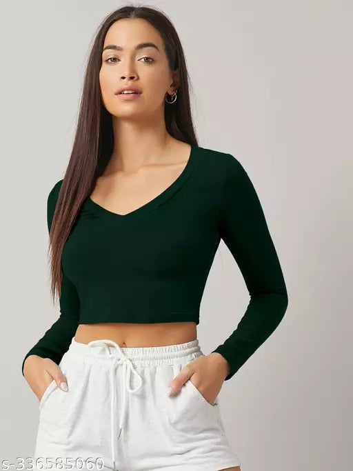 Western Printed V_ Neck Crop Top