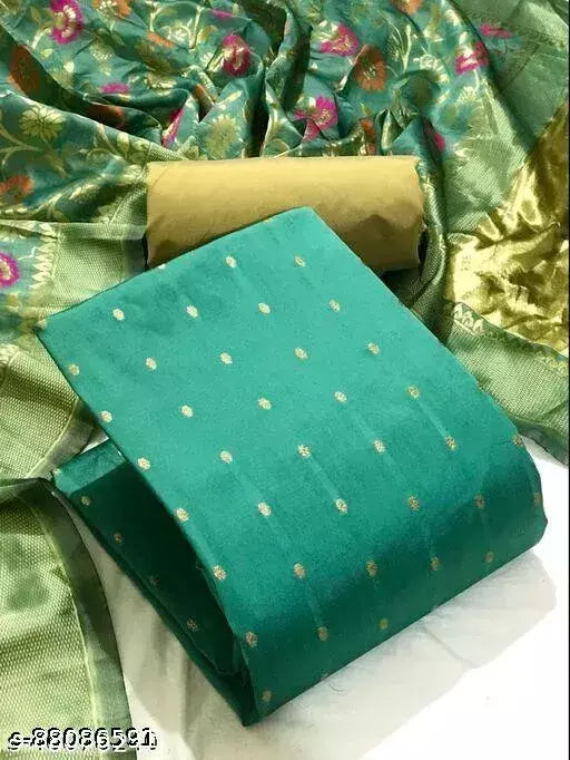 New Banarasi Silk Dress Material With Dupattas