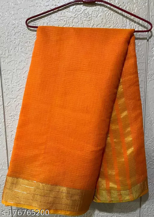 SOFT COTTON GOLDEN LACE SAREE