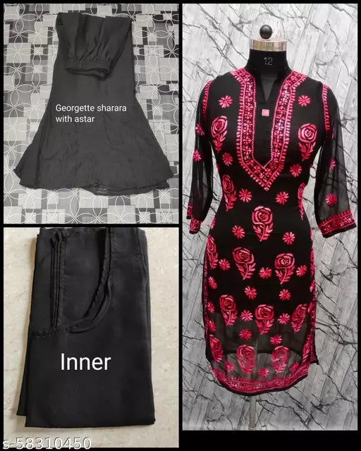 Rose B/S with georgatte sharara and inner Kurta Sets