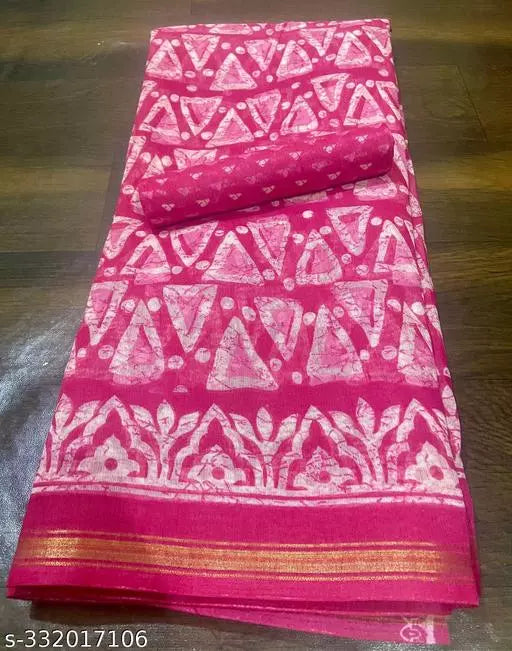 TRIO PRINTED COTTON BLENDED SAREE