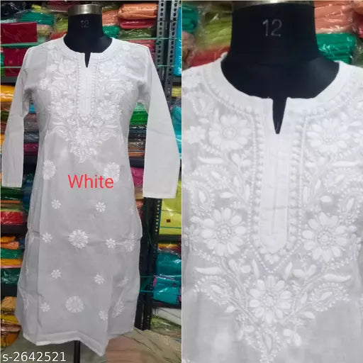 Women's Chikankari Embroidered Cotton Kurti
