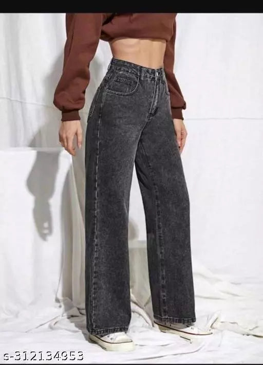 SAANU'S FASHION - STYLISH WIDE LEG DENIM JEANS FOR GIRLS & WOMEN