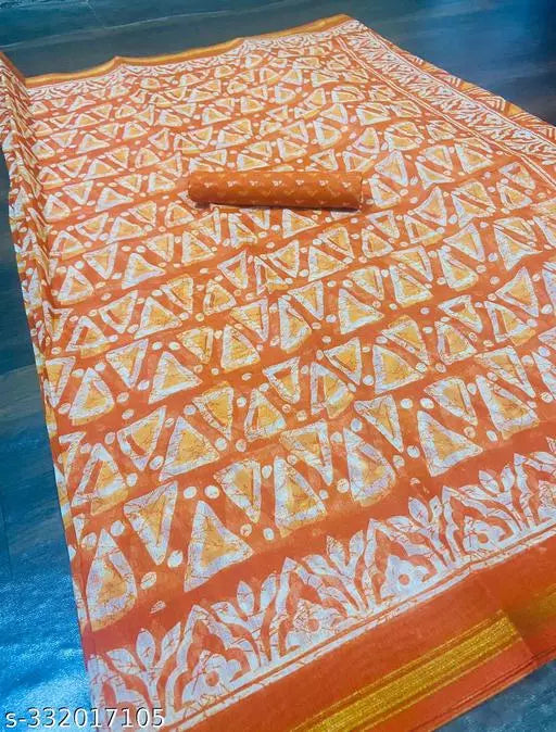 TRIO PRINTED COTTON BLENDED SAREE