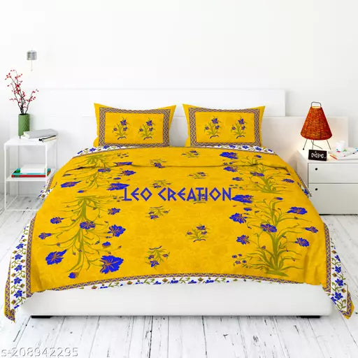 Jaipuri Pure Cotton Double Queen Bedsheet With 2 Pillow Covers