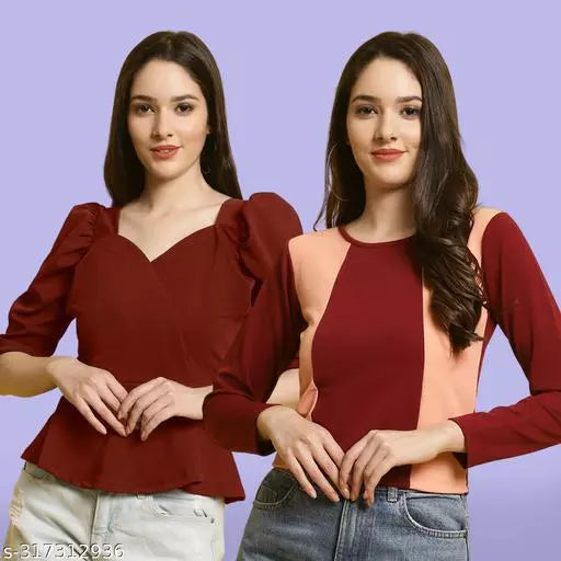 Clasic Casual Fashion Forward Women's Top - Pack of 2
