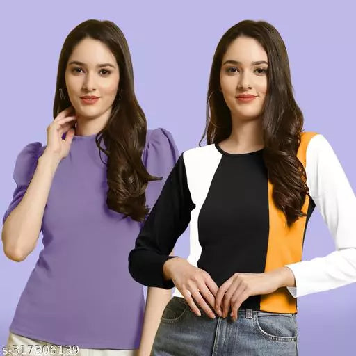 Clasic Casual Fashion Forward Women's Top - Pack of 2