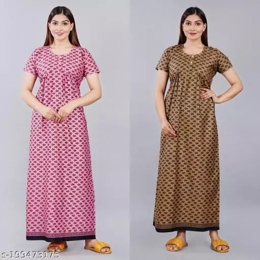 Designer Nighty For Women/Printed Nights For Women Combo Pack Of 2