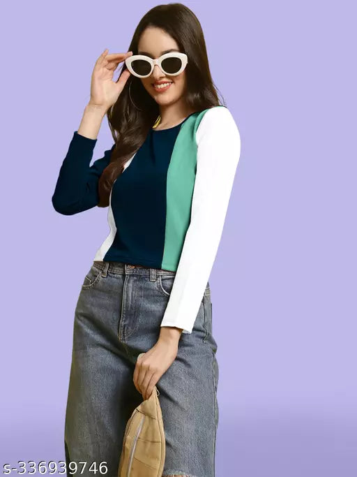 Casual Regular Sleeves Color Block Women Multicolor Top (Women Top | Women Tops | Top | Tops)