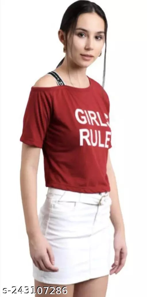 women printed V neck t-shirt