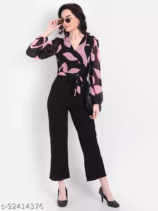 Beautiful Full Sleeves  Floral Printed Multicolor Long Jumpsuit For Women