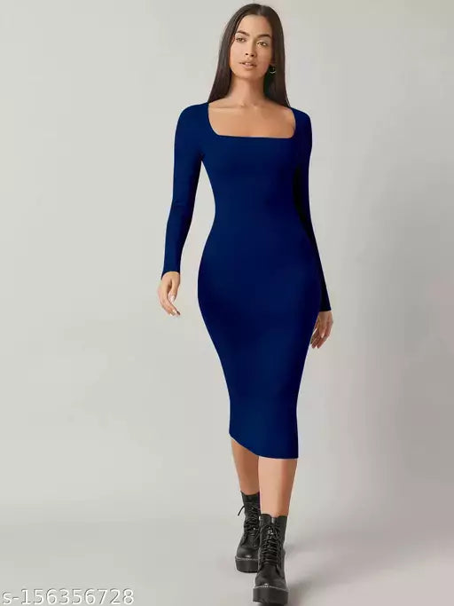 Womens Western Midi Nevy Blue Dress