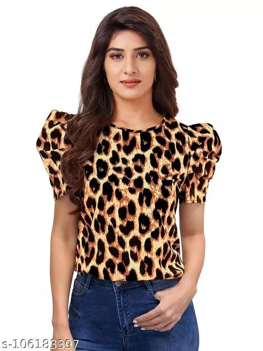 DHUNKI Women's Animal Tiger Prited Top