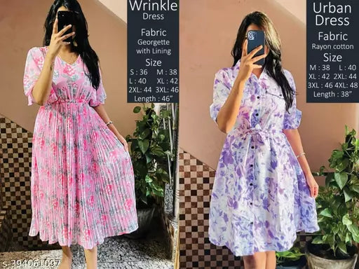 STYLISH LONG GEARGETTE FABRIC LONG DRESSS+RATON TUNIC COMBO